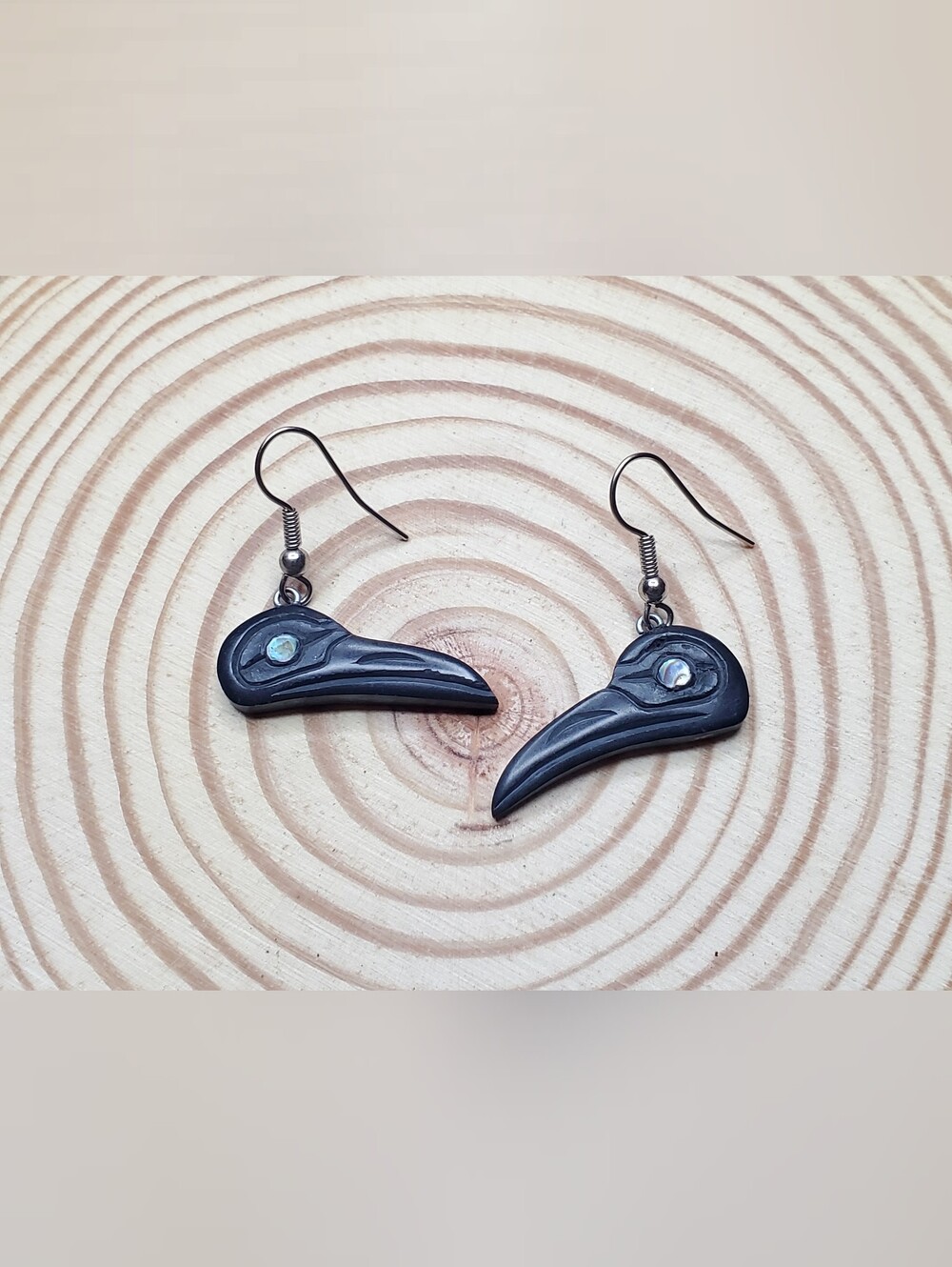Argillite Raven Head Earrings
